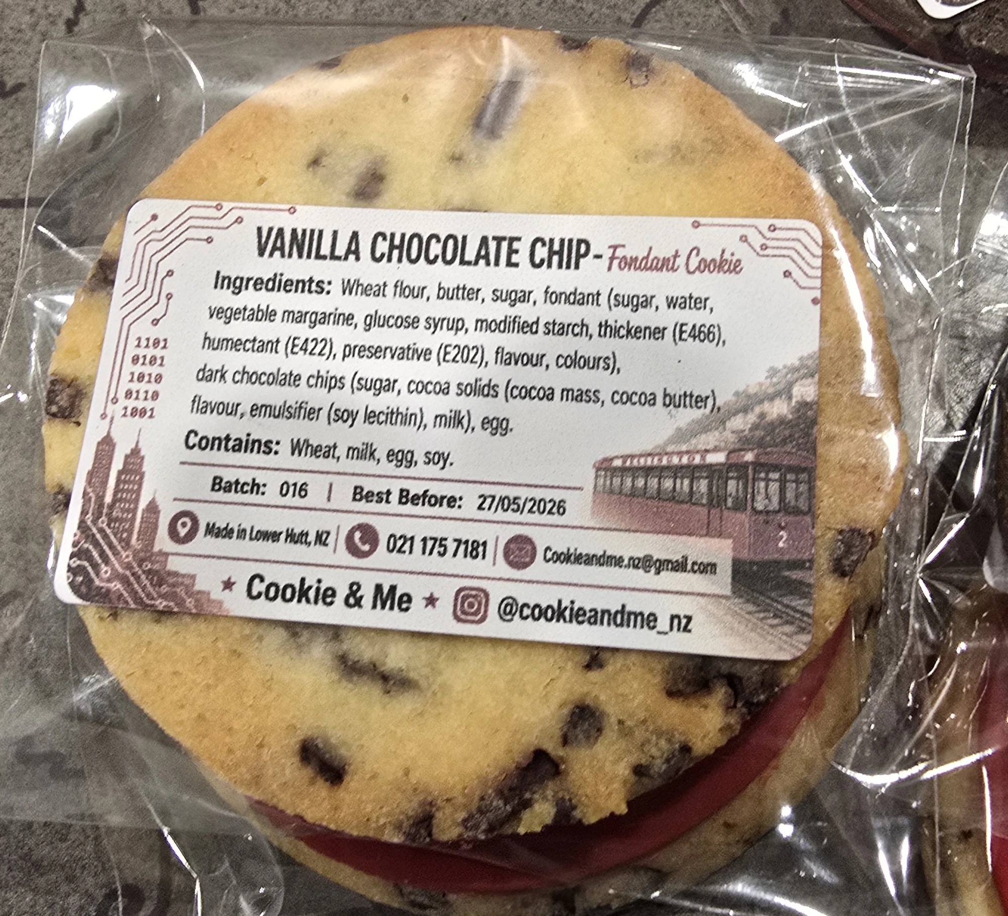 Cookie & Me custom label on DevOpsDays 2027 cookies