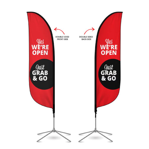 Flag Pre-Printed We are Open Feather  detail 2